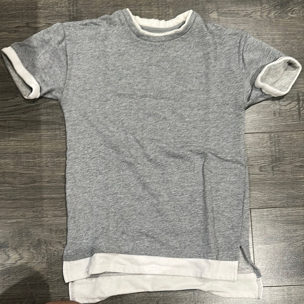 Gray and White T-Shirt